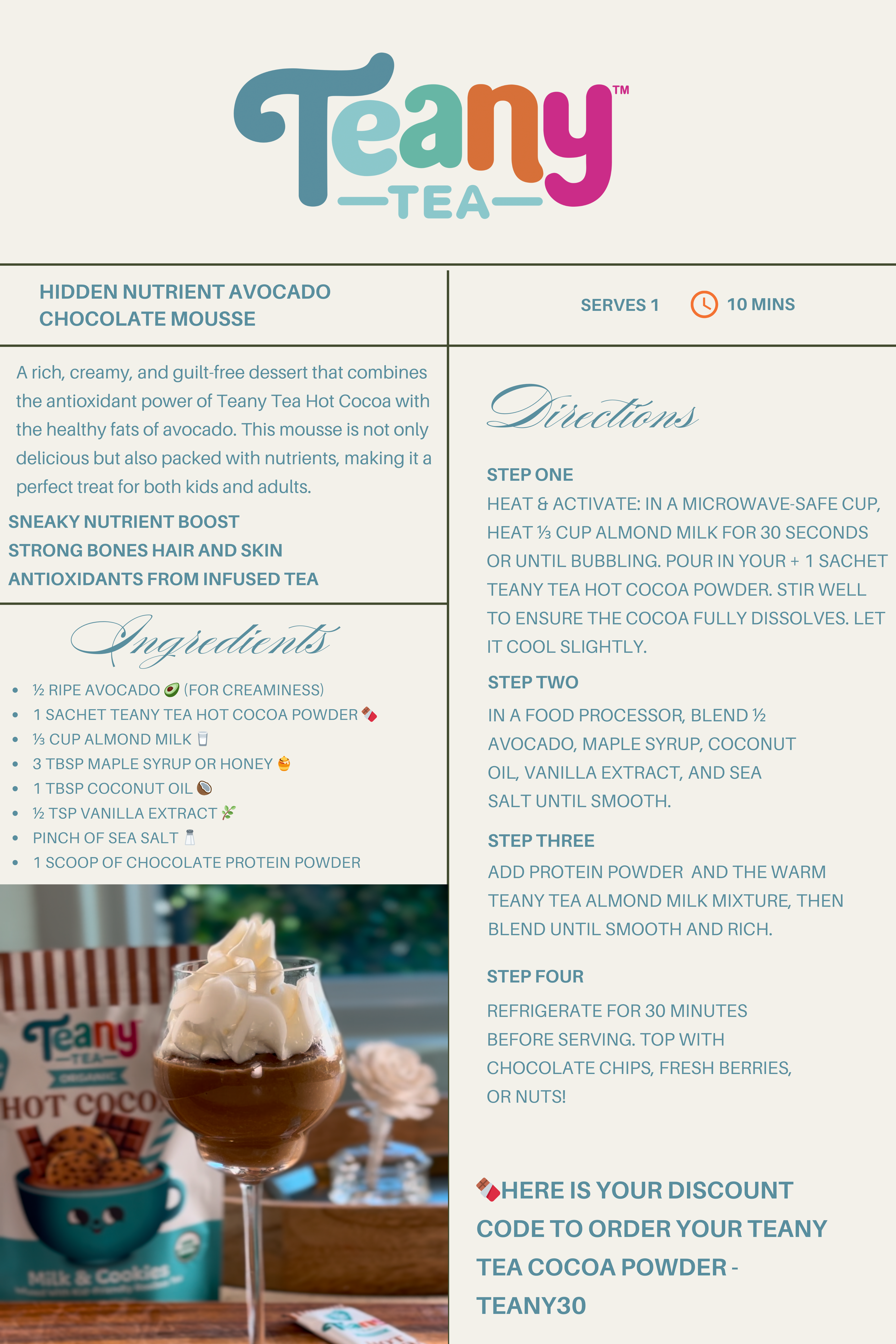 Hidden Nutrient Chocolate Avocado Mousse Recipe – Teany Tea