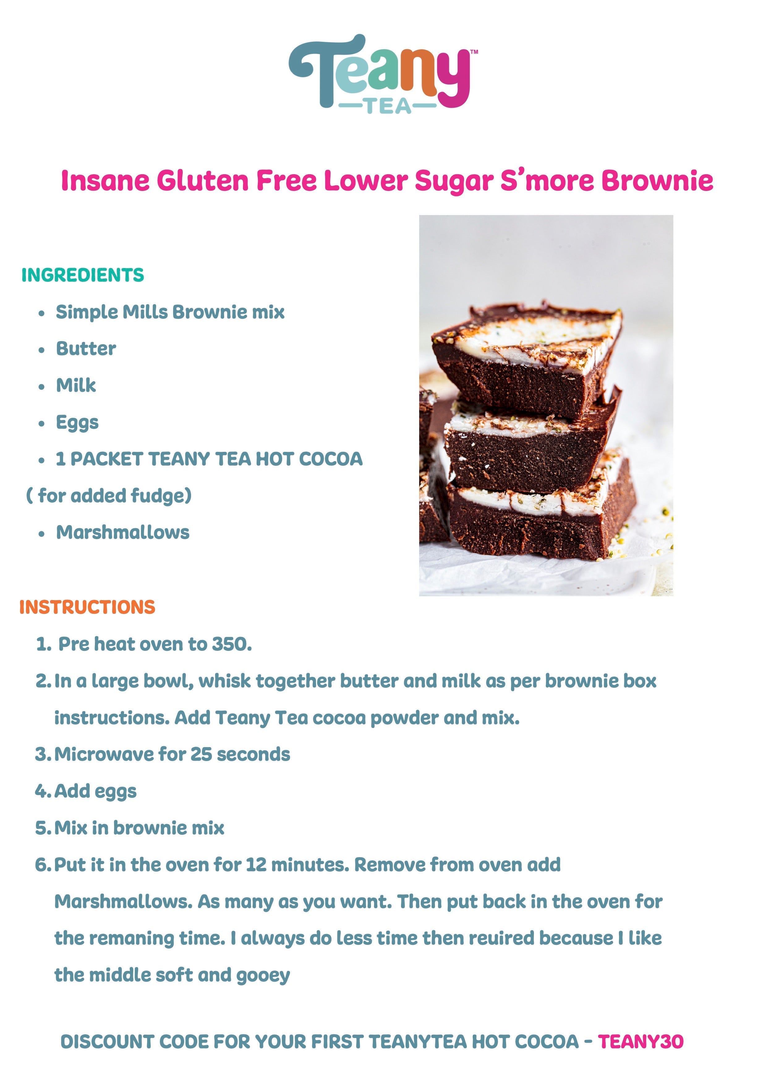 Insane Gluten Free Lower Sugar S'more Brownies – Teany Tea