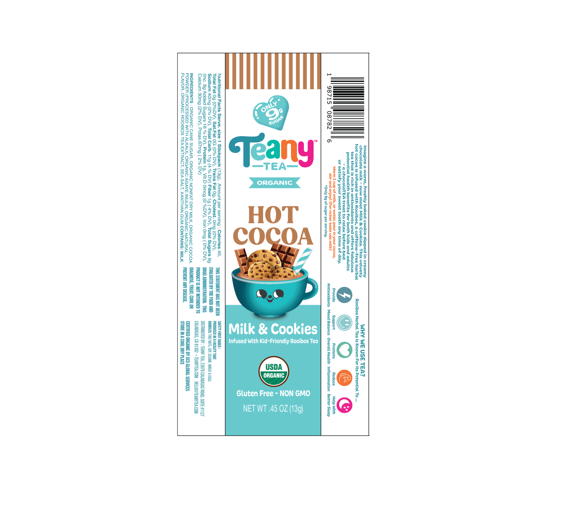 Individual Milk & Cookies Everyday Hot Cocoa Sticks- Travel friendly.