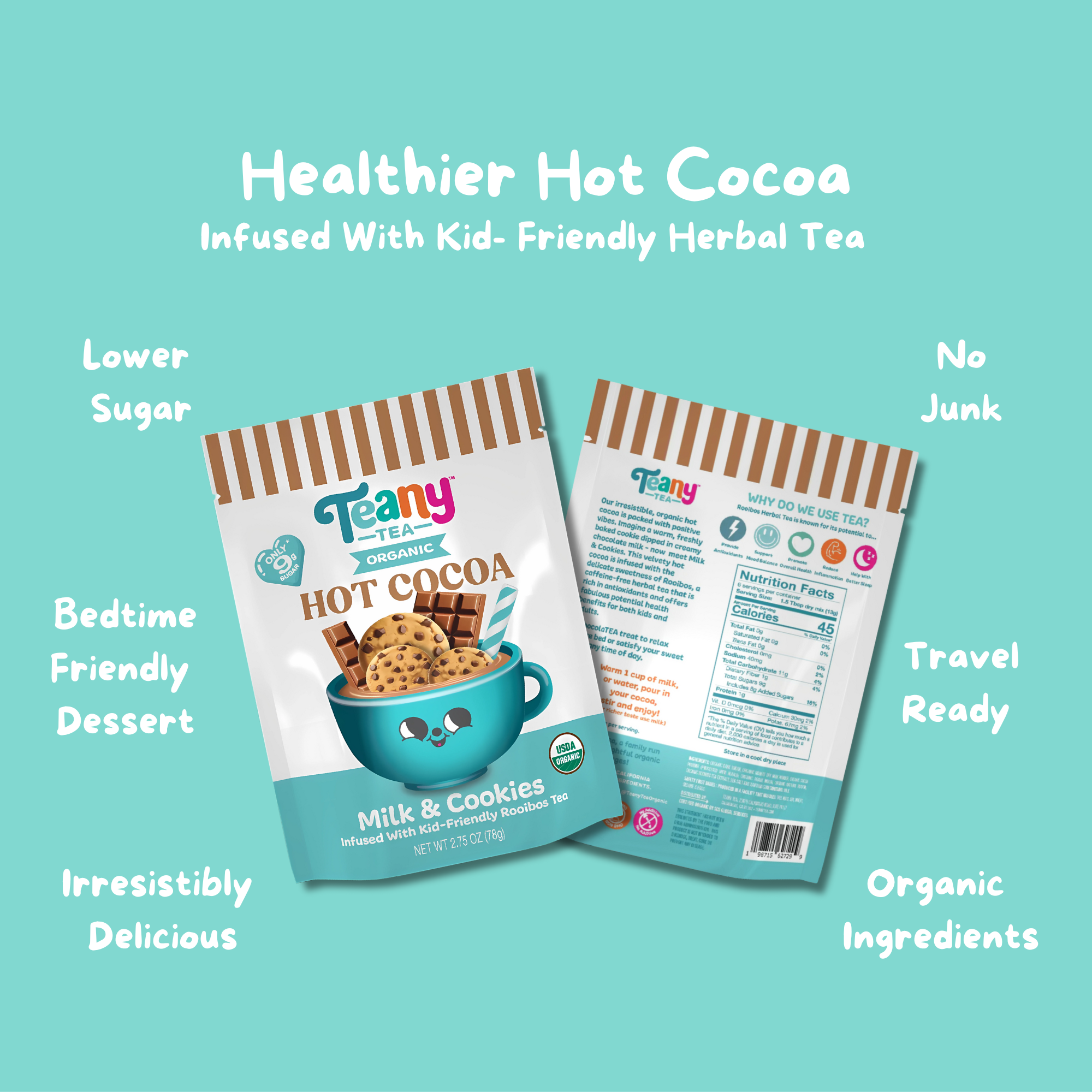 Healthier Lower Sugar Organic Hot Cocoa – Teany Tea